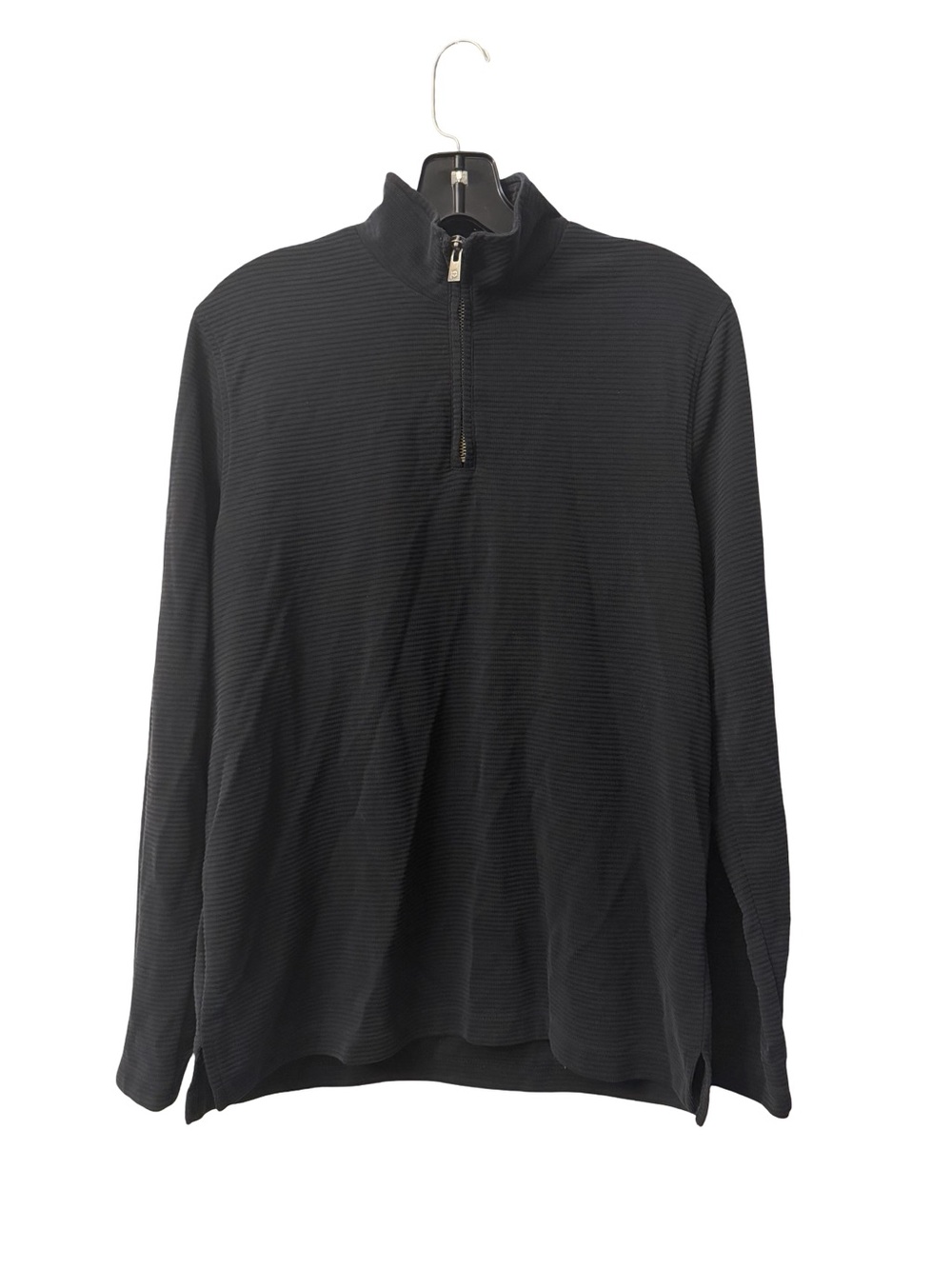 Perry Ellis Black Textured Half-Zip Sweater Small